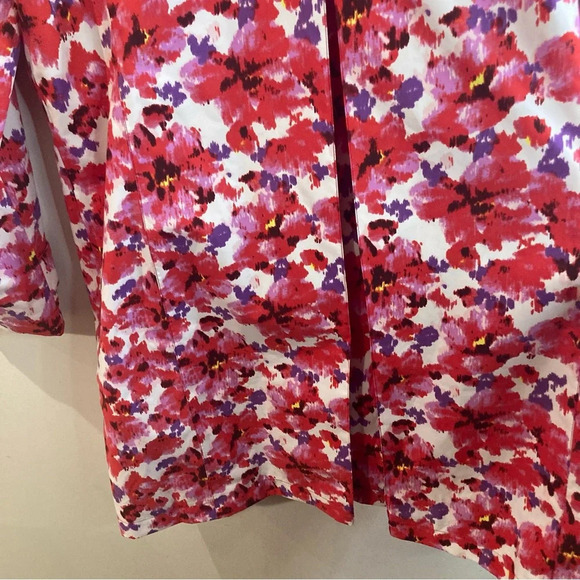 LANDS’ END Sz L Floral Buttoned Pockets Lined Knee Length Raincoat Trenchcoat - Picture 8 of 14